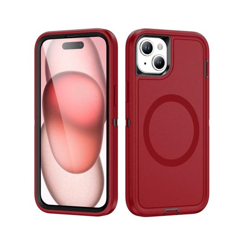 Iphone 15 Rugged Waterproof Magsafe Phone Case Red 9130661409681
