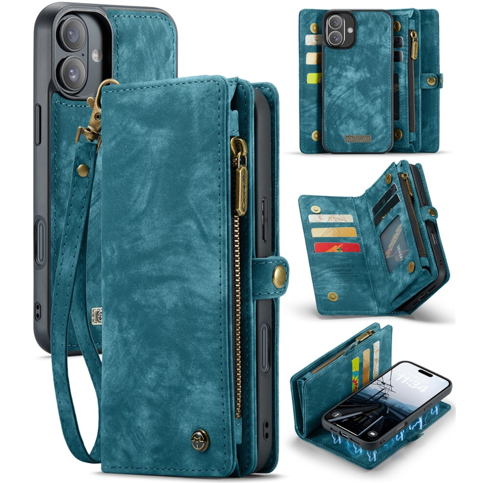 Caseme Leather Wallet Case For Iphone 16 Plus Blue 9130661425933