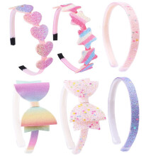 Girls Headbands Glitter Bow Heart Star 6 Pack