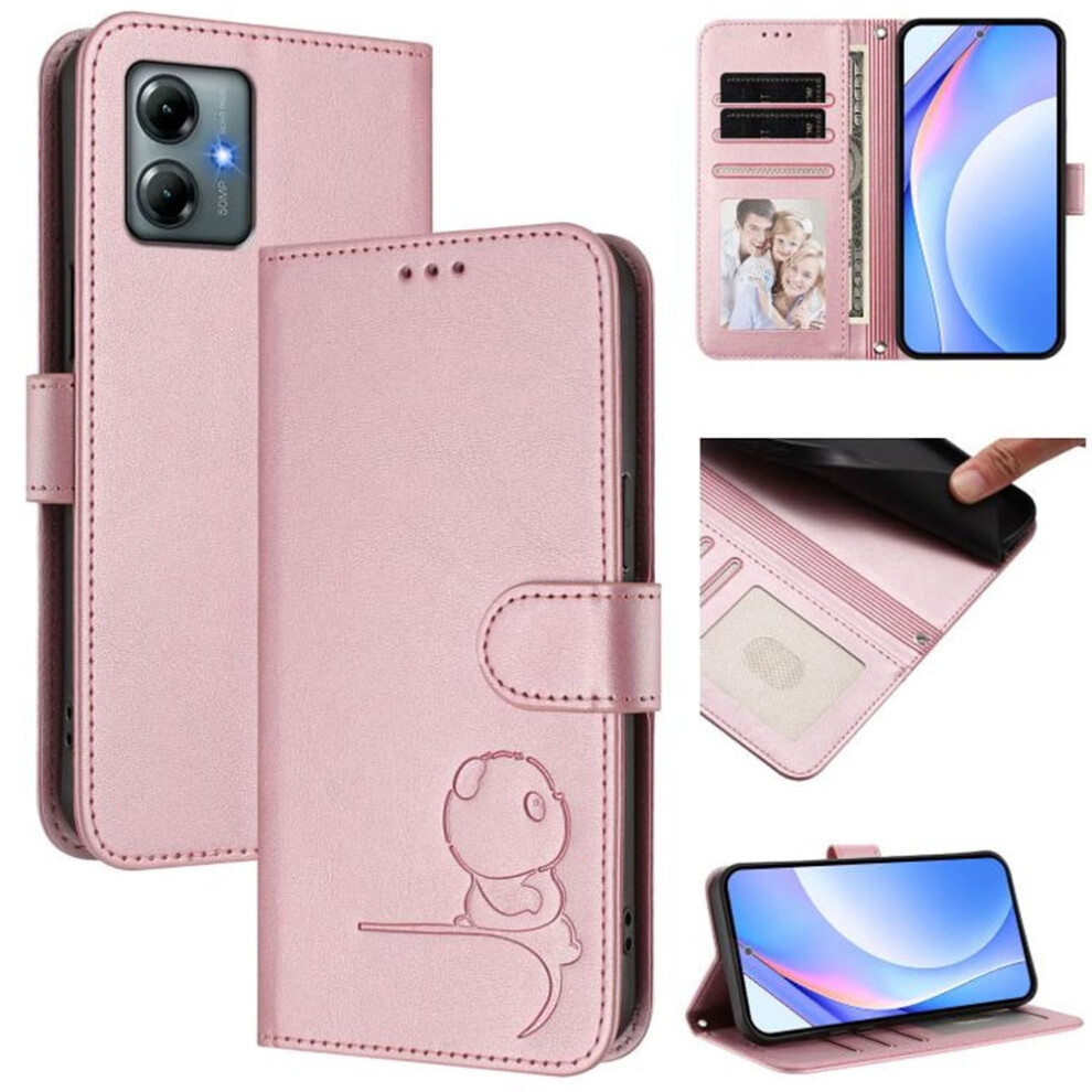 Litter Panda Embossed Leather Phone Case For Motorola Moto 9130661430463