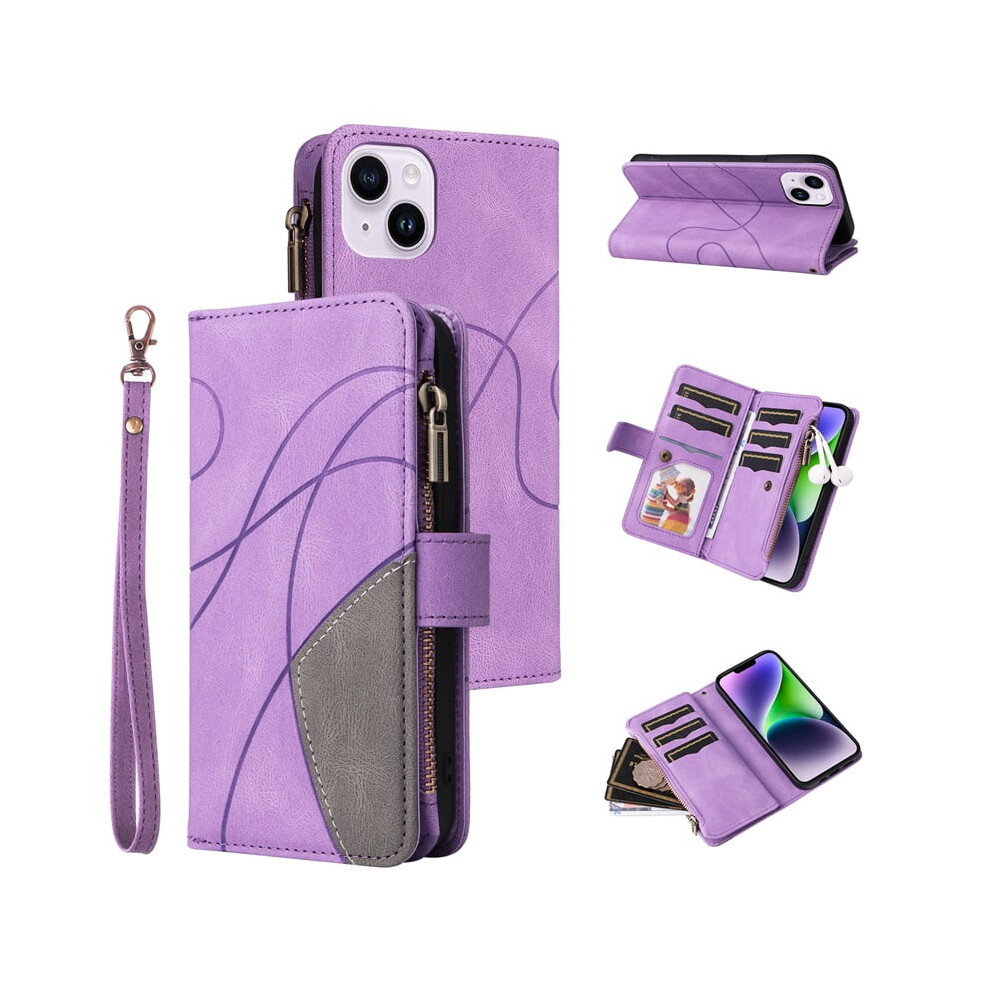 Iphone 14 Plus Wallet Case Magnetic Pu Leather Purple 9170372626953