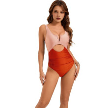 Costum de baie pentru femei, culoarea pielii, portocaliu, roșu, XL