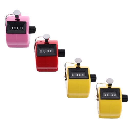 Hand Tally Counter Plastic Digital 4-Digit 9999 4 Pcs