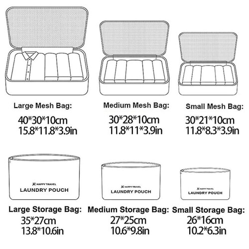 Reise-Packwürfel, grau, 6-teiliges Set 1