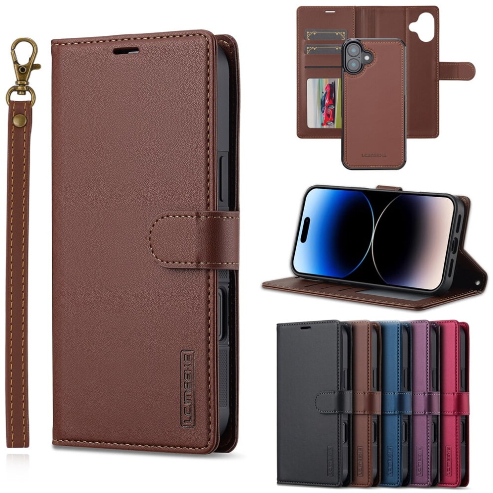 Lc.imeeke Iphone 16 Wallet Case 2-In-1 Detachable Brown 9170372629503
