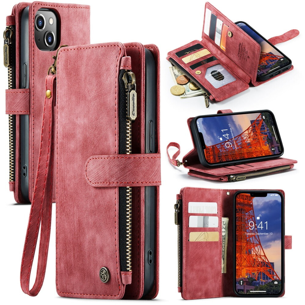 Caseme Iphone 14 Plus Wallet Case Pu Leather Red 9165521176939