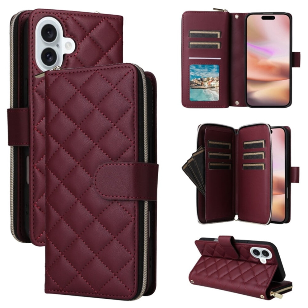 Magnetic Flip Wallet Case For Iphone 16 Plus Wine Red 9170372626588