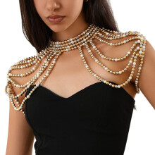 Pearls Chain Vintage Shoulder Necklace for Women