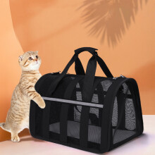 Transportín portátil de tela para gatos pequeños y medianos.