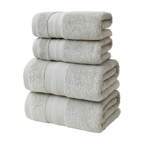 Conjunto de toalhas de banho de poliéster, 4 peças, 55x27,5 e 27,9x13,7 polegadas