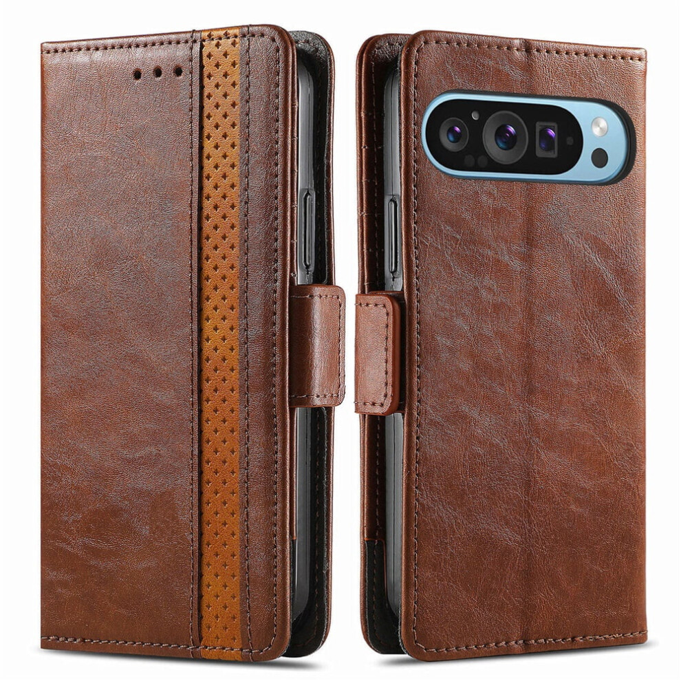 Google Pixel 9 Pro Xl Leather Wallet Folio Case Brown 9170372618286