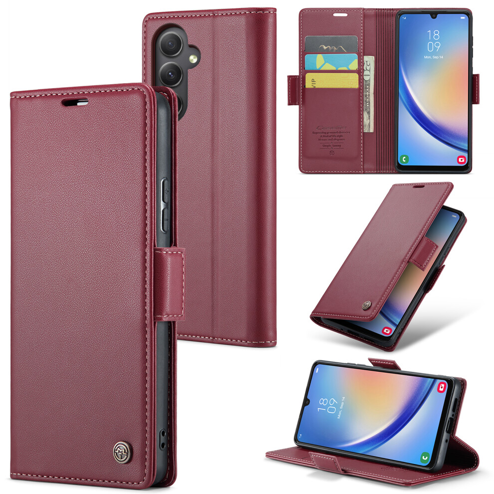 Caseme Leather Wallet Case For Samsung Galaxy A34 Â Wine 9170372630127