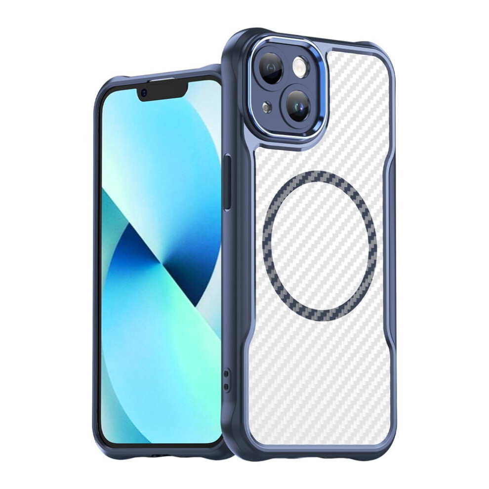 Carbon Fiber Magnetic Iphone 13 Case Magsafe Blue 9170372630158