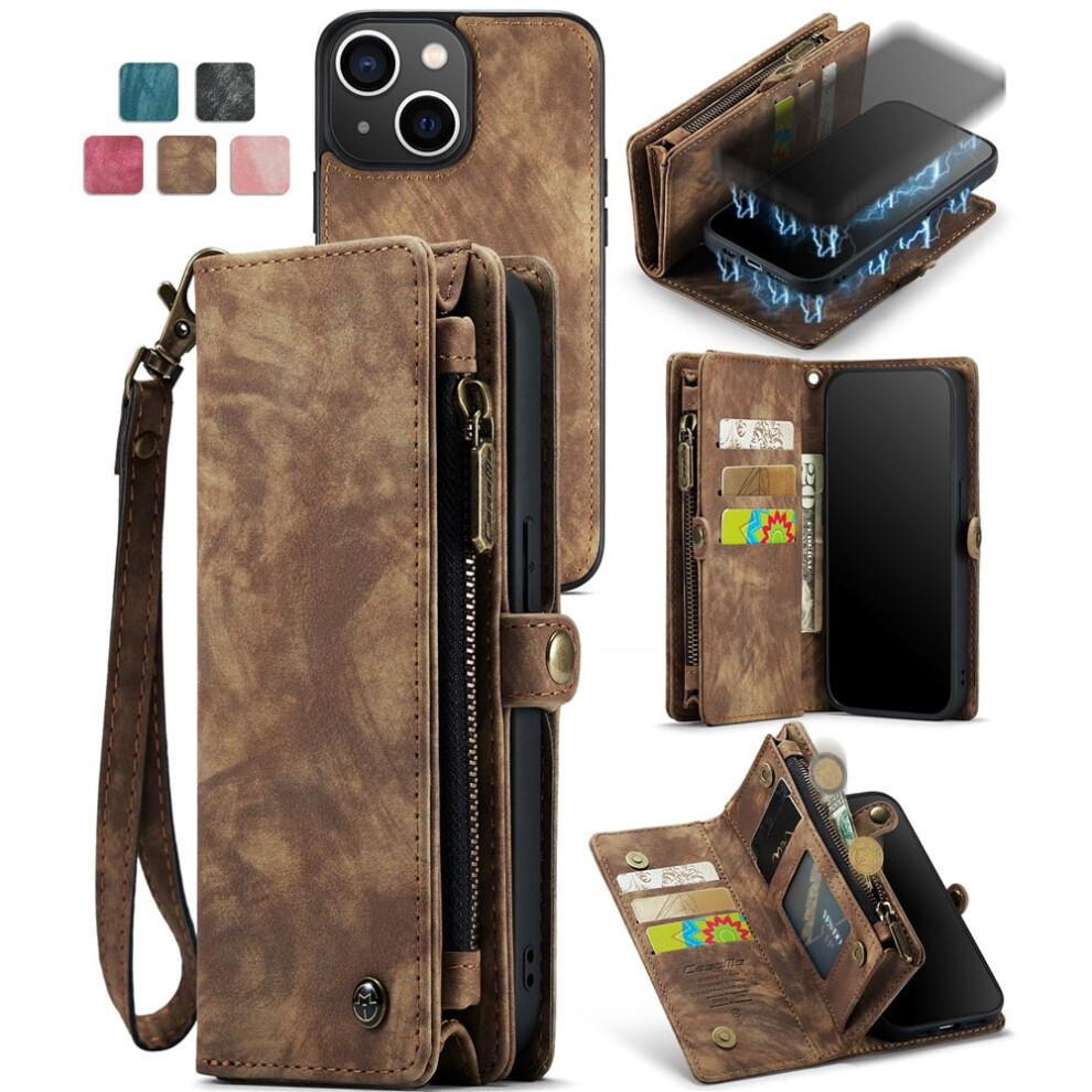 Caseme Leather Wallet Case For Iphone 14 Plus Brown 9180435674753
