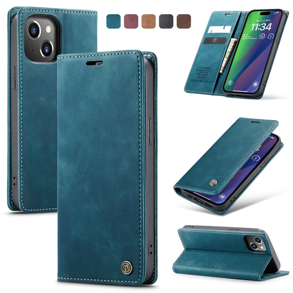 Caseme Leather Flip Wallet Case For Iphone 15 Â Blue 9130661426169