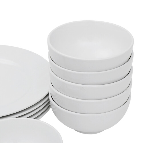 White Porcelain Dinnerware Set Round 18 Pieces for 6 2
