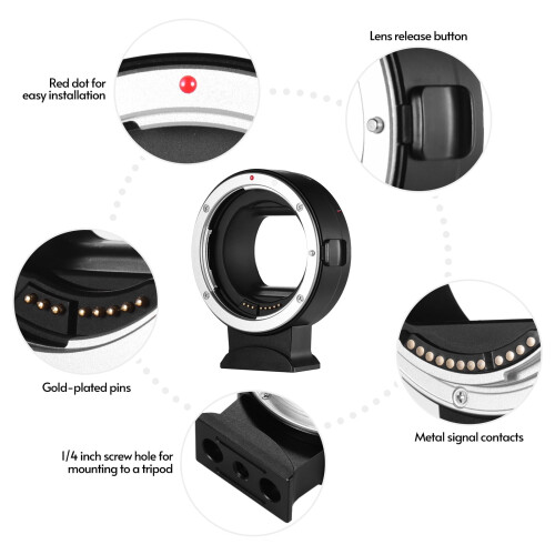 Adaptateur d'objectif EF vers EOS R, monture RF plein format, avec autofocus et stabilisation d'image. 2