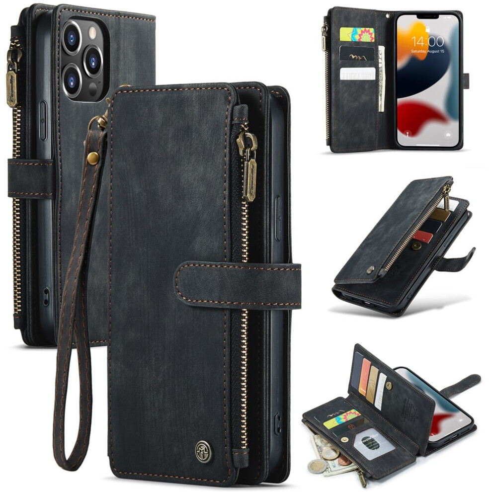 Caseme Iphone 13 Pro Max Wallet Case Pu Leather Black 9170372626151