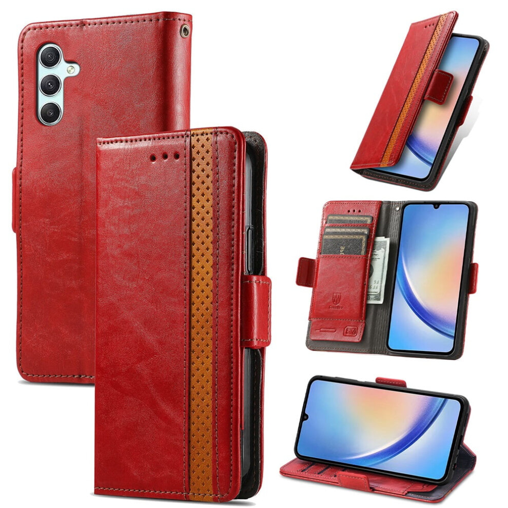 Samsung Galaxy A34 5G Leather Wallet Case Red 9180435672520