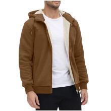 Veste d'hiver chaude et épaisse à capuche doublée en sherpa pour homme