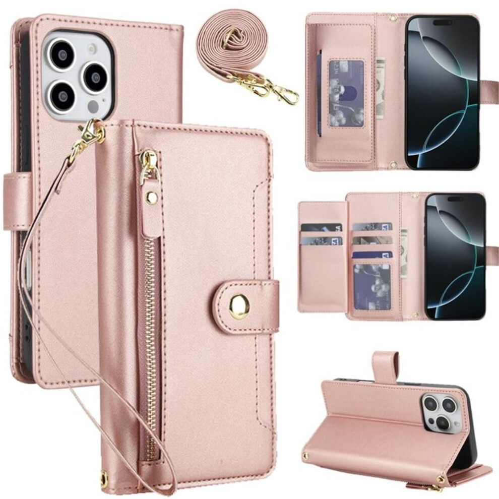Rfid Blocking Purse Wallet For Iphone 16 Pro 6.3 Inch Rose 9170372627325