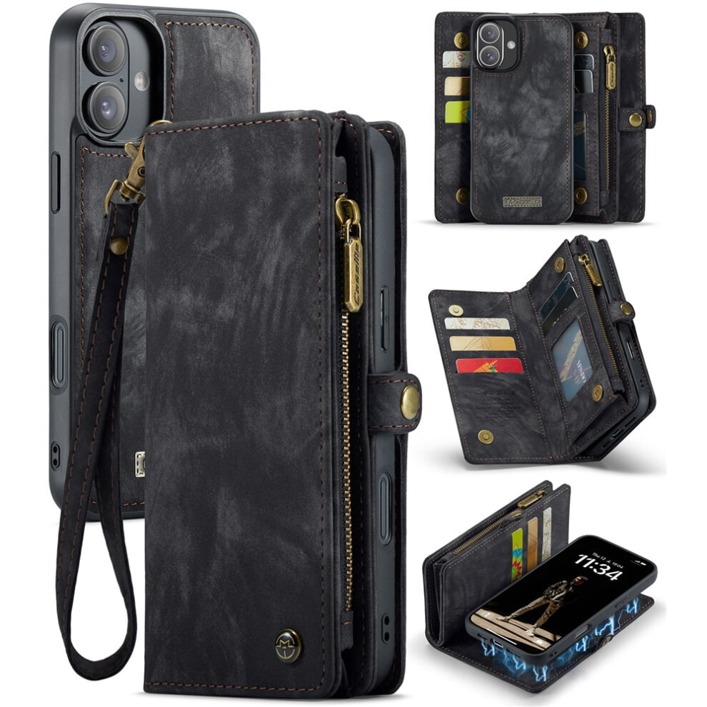 Caseme Leather Wallet Case For Iphone 16 Plus Black 9170372634699