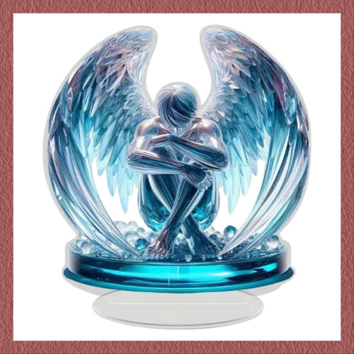 Hand-painted angel figurine boho acrylic 1 pc