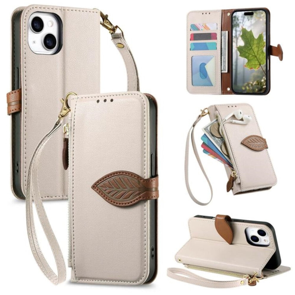 Leather Flip Wallet Case For Iphone 11 Â Leaf White 9180435674340