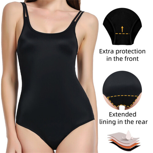 One Piece Swimsuit Women Black Thin Strap Teens 1