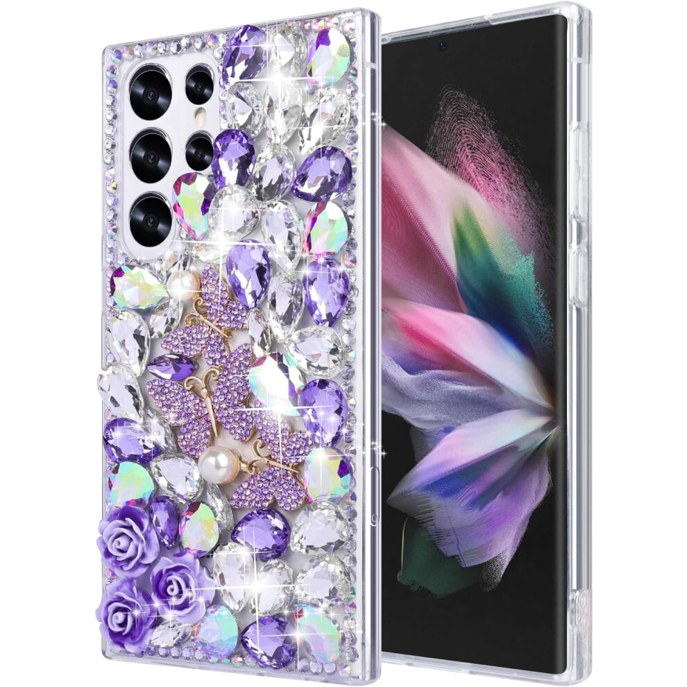Samsung Galaxy S23 Ultra Phone Case Glitter Purple 9165521180226