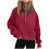 Felpa da donna oversize in pile con mezza zip e cappuccio lungo 1