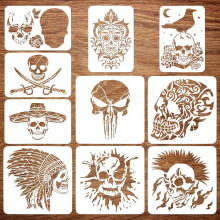 Skull and Skeleton Spraying Stencils Reusable 10 Pcs