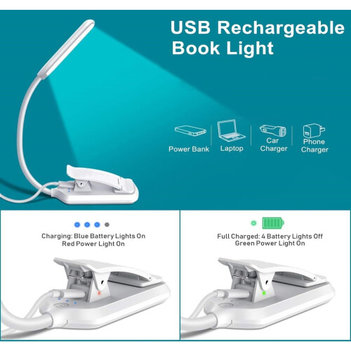Book Light USB Rechargeable9-LED3Color Temp3Brightness 2
