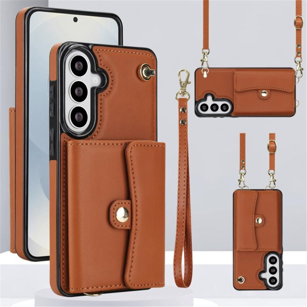 Samsung Galaxy S25+ 5G Magnetic Flip Wallet Case Brown 9180435669940