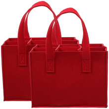 Juego de 2 bolsas portabotellas de vino de fieltro rojo