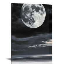 Sea White Full Moon Canvas Print 16x20 in