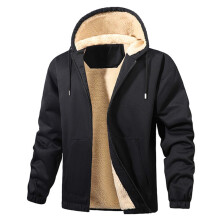 Sweat-shirt à capuche zippé pour homme, doublé polaire