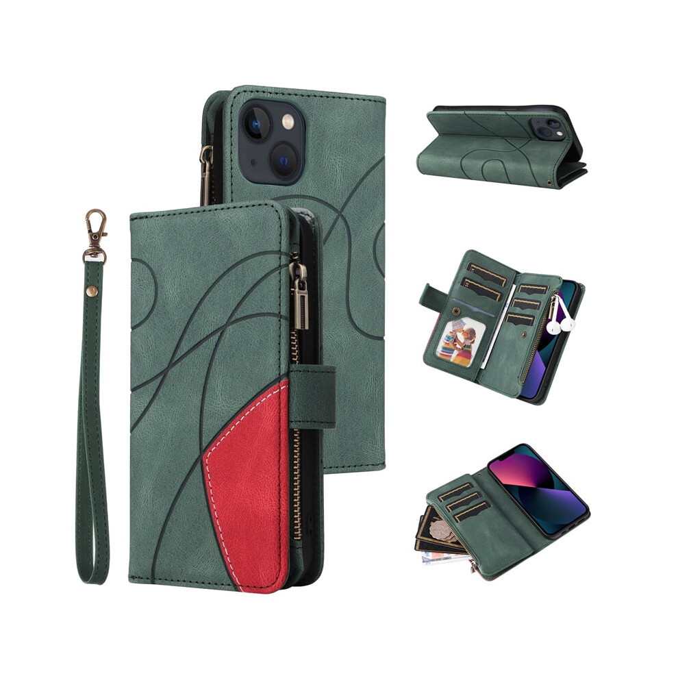 Iphone 13 Wallet Case Pu Leather 9-Card Holder Green 9180435669865