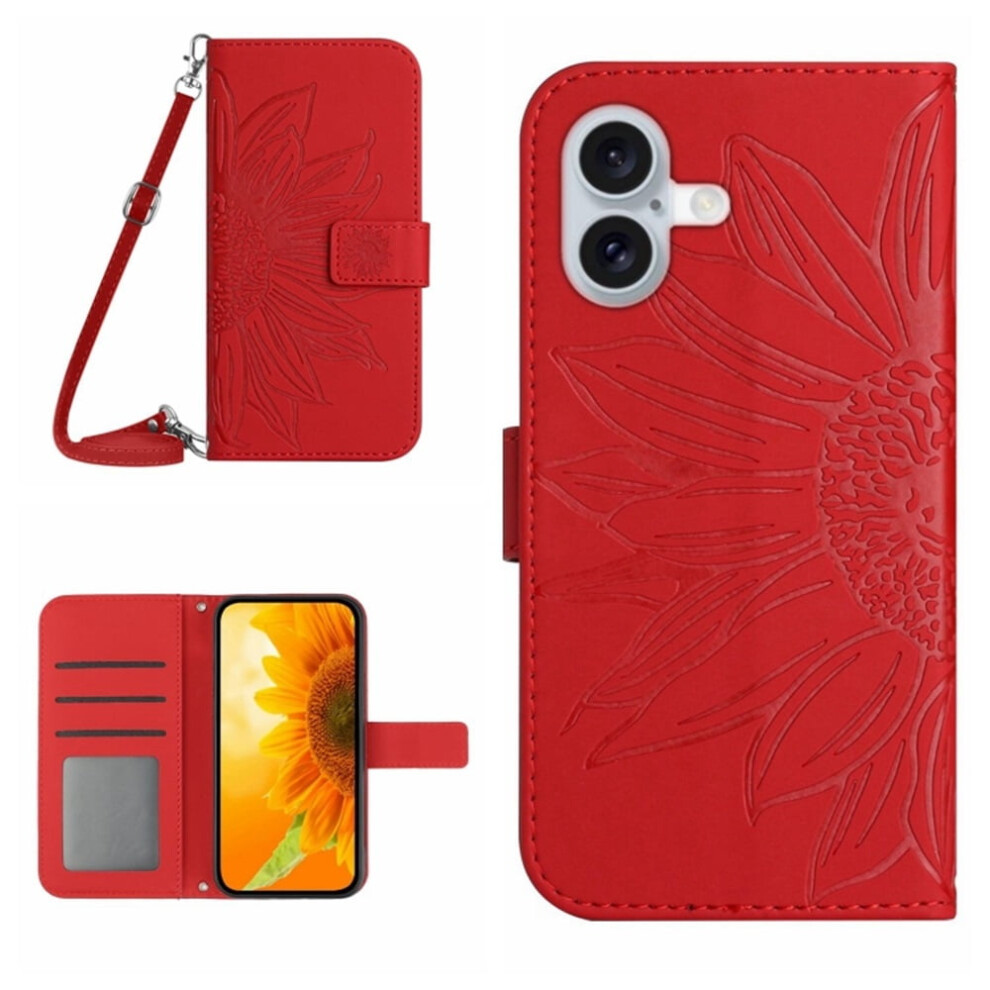 Iphone 16 Plus 6.7" Pu Leather Flip Wallet Case Red 9180435672179