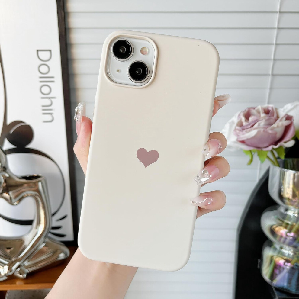 Heart Silicone Iphone 15 Plus Case Beige Cream 9087558922900
