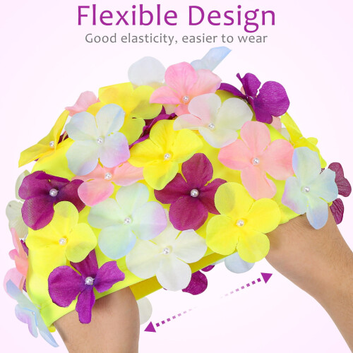 Blumenbadekappe für Damen, Nylon, Größe L 2