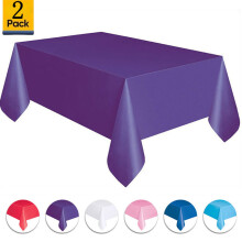 Plastic Rectangle Tablecloth 2-Pack, 64.5ft, Purple, Disposable Table Cover for Holiday Parties & Gatherings