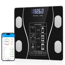 Digital Bathroom Scale with Bluetooth, Accurate Body Composition Measurement, Muscle Mass, BMI, and Body Water Analysis - Black