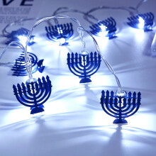 Chanukah Lights White LED Menorah String Lights 9