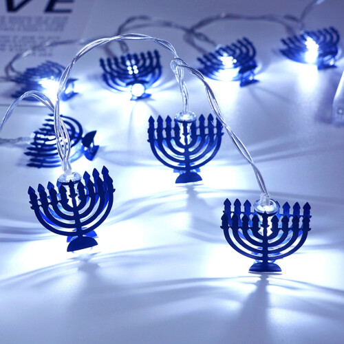 Chanukah Lights White LED Menorah String Lights 9