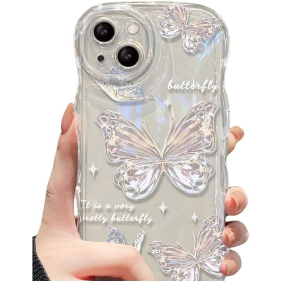 Wave Curl Butterfly Phone Case For Iphone 15 To 7 Glitter 9180435688354