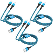USB-C Cable 2-in-1 Nylon Braided 3-Pack 4FT 3A