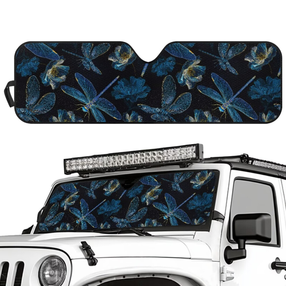 Dragonfly Windshield Sun Shade For Jeep Wrangler Blue 9087558933234