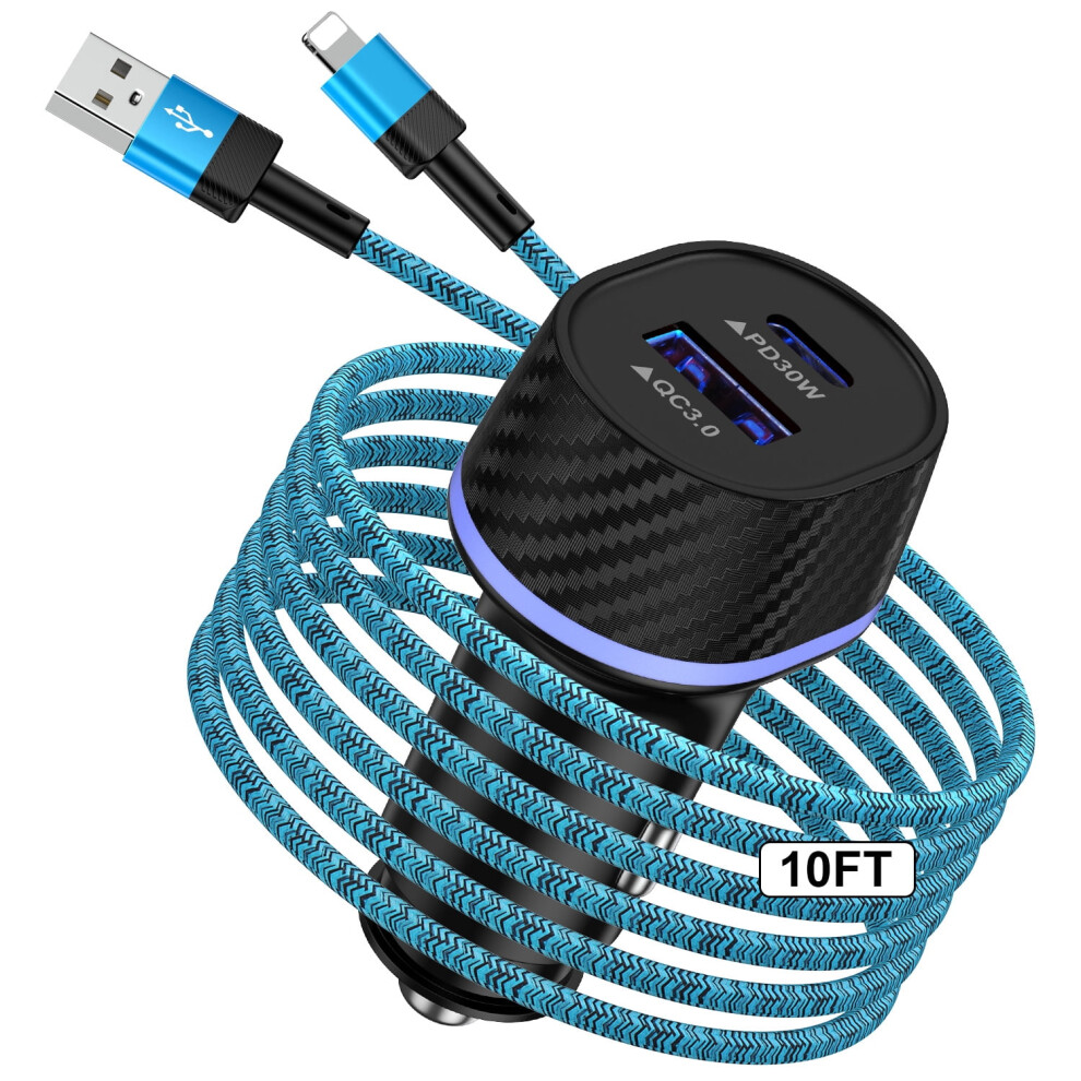 Type C Car Charger 48W Pd Qc Dual Usb 10Ft 9180435690272
