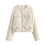 Women's tweed blazer jacket collarless open front with 1